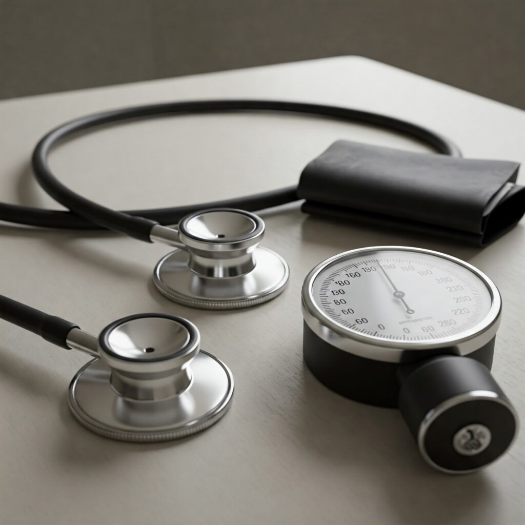 tomar la presión arterial con estetoscopio